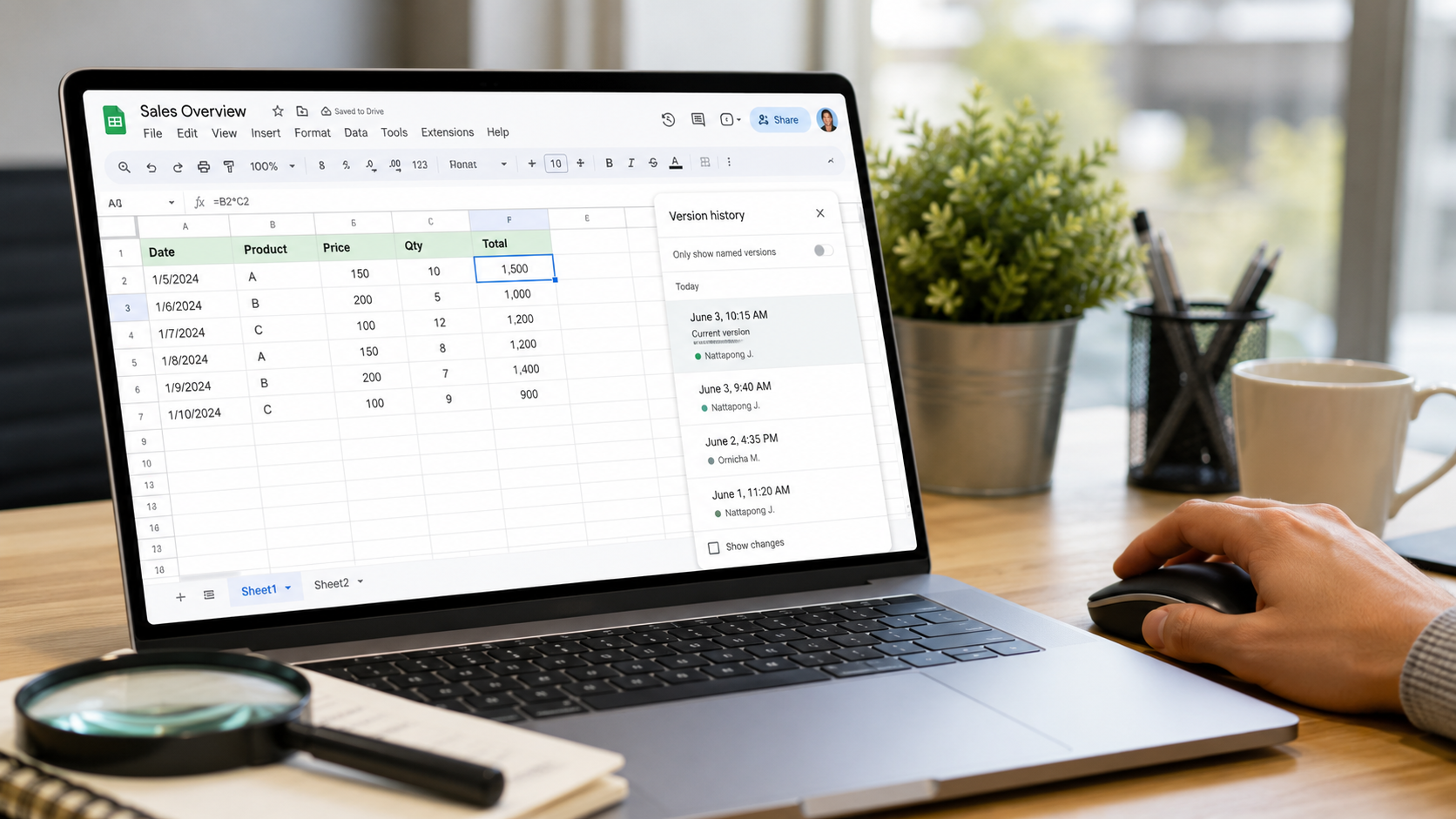 วิธีตรวจสอบประวัติการแก้ไขสูตรใน Google Sheets ว่าใครแก้ แก้เมื่อใด และแก้อะไร